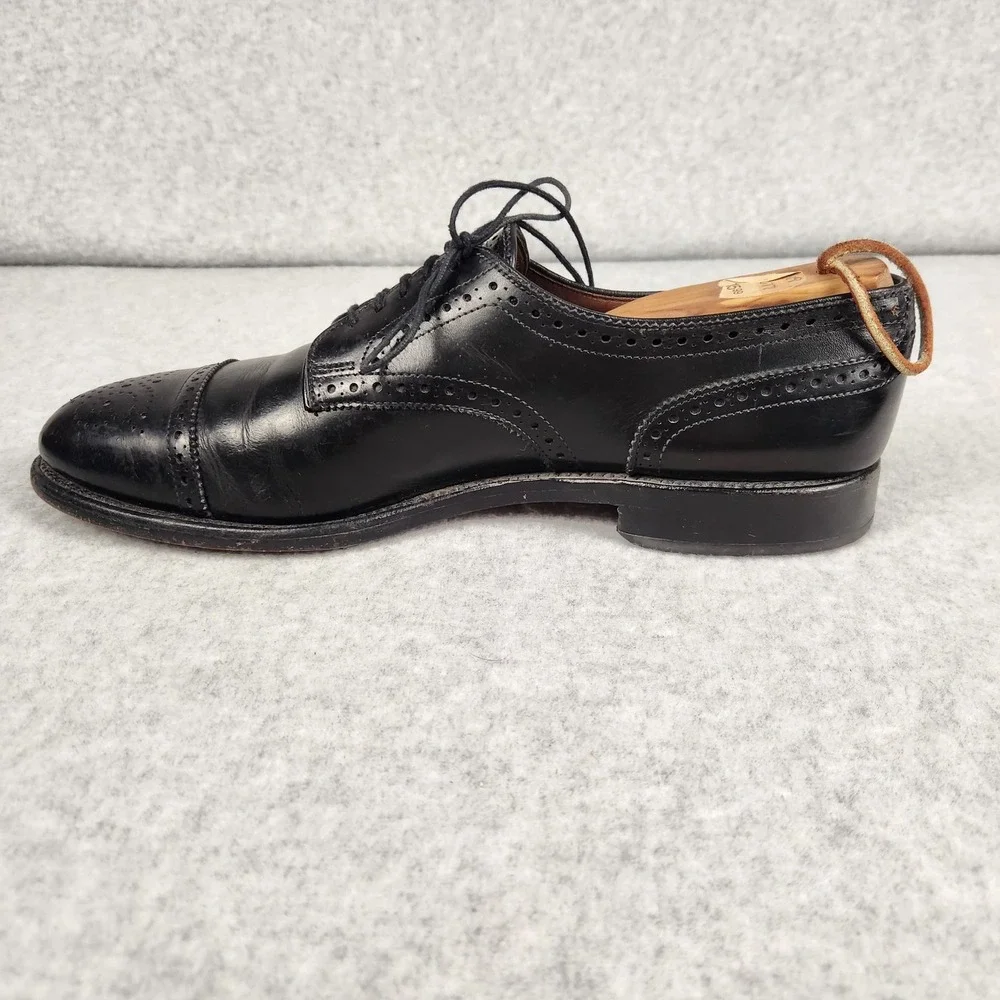 Allen Edmonds Sanford Shoes Mens Size 9.5‎ Black Oxford Brogue Dress Leather USA